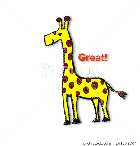 The word "Great" and an illustration of a giraffe (with a drop shadow) The word "Great" and an illustration of a giraffe (with a drop shadow) 141272704