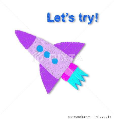 An illustration of a rocket with the words "Let's try" (with a drop shadow). An illustration of a rocket with the words "Let's try" (with a drop shadow). 141272715