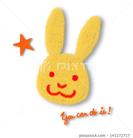 The words "You can do it" and an illustration of a rabbit (with a drop shadow) The words "You can do it" and an illustration of a rabbit (with a drop shadow) 141272717