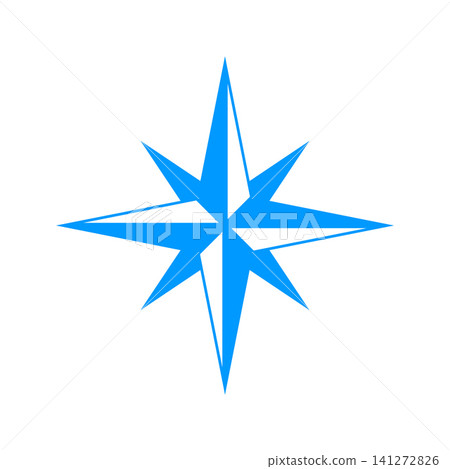Blue compass rose vector illustration representing direction, navigation, and guidance. This minimalist star icon is perfect for travel, adventure, and maritime designs. Blue compass rose vector illustration representing direction, navigation, and guidance. This minimalist star icon is perfect for travel, adventure, and maritime designs. 141272826