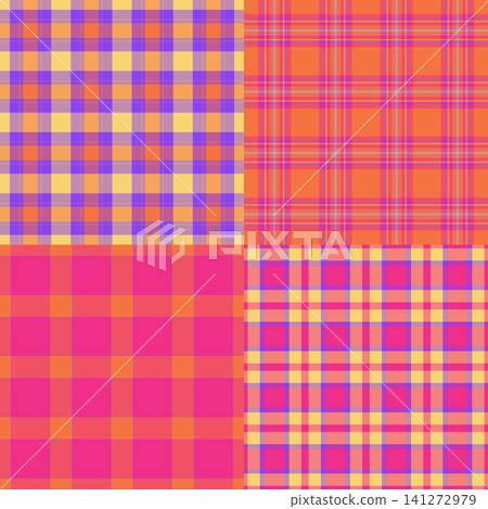 Fall inspired plaid set created for lifestyle branding. Seasonal tartan textures complement photography. Vector integration remains smooth. 141272979