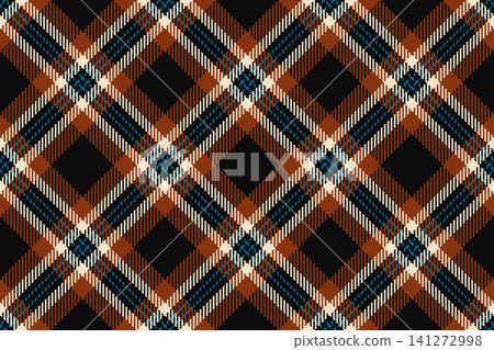 Hounds tooth texture seamless check, costume background plaid fabric. Bandanna pattern textile vector tartan in black and orange colors. Hounds tooth texture seamless check, costume background plaid fabric. Bandanna pattern textile vector tartan in black and orange colors. 141272998