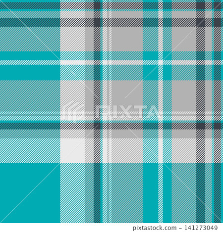 Latin seamless fabric texture, picture pattern plaid textile. Group background vector tartan check in cyan and antique steel colors. Latin seamless fabric texture, picture pattern plaid textile. Group background vector tartan check in cyan and antique steel colors. 141273049