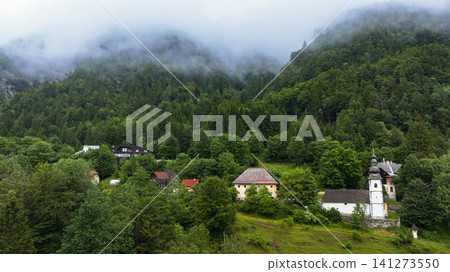 Aerial View Austrian Slovenian Border Alps Mountain Range Ridge Aerial View Austrian Slovenian Border Alps Mountain Range Ridge 141273550