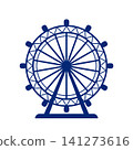 Monochrome silhouette of a Ferris wheel. Amusement park attraction element. Vector illustration. 141273616