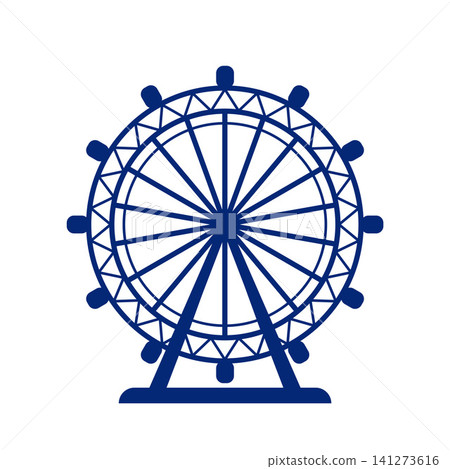 Monochrome silhouette of a Ferris wheel. Amusement park attraction element. Vector illustration. Monochrome silhouette of a Ferris wheel. Amusement park attraction element. Vector illustration. 141273616