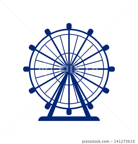 Monochrome silhouette of a Ferris wheel. Amusement park attraction element. Vector illustration. Monochrome silhouette of a Ferris wheel. Amusement park attraction element. Vector illustration. 141273618