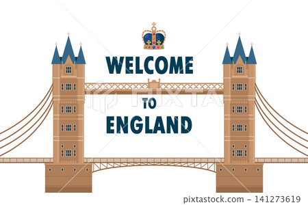 London Tower Bridge across the river Thames. Famous building in United Kingdom. illustration concept. Vector illustration London Tower Bridge across the river Thames. Famous building in United Kingdom. illustration concept. Vector illustration 141273619
