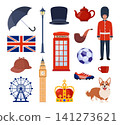 Travel to Great Britain Kingdom, London set. Landmarks, food and culture symbols collection. Vector illustration 141273621