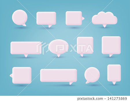 Set of four 3D speech bubble icons, isolated on orange background. 3D Web Vector Illustrations. Set of four 3D speech bubble icons, isolated on orange background. 3D Web Vector Illustrations. 141273869
