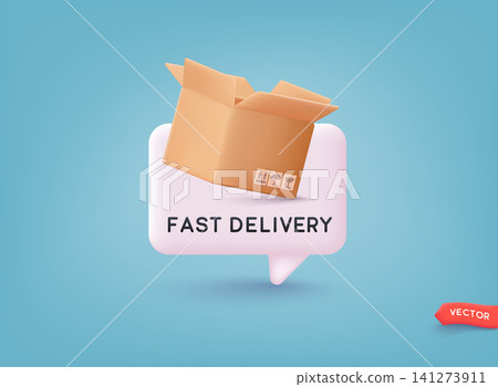 Fast delivery concept. Online shopping. 3D Vector Illustrations. Fast delivery concept. Online shopping. 3D Vector Illustrations. 141273911
