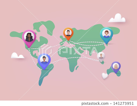 Social Media Communication Internet Network Connection. 3D Web Vector Illustrations. Social Media Communication Internet Network Connection. 3D Web Vector Illustrations. 141273951