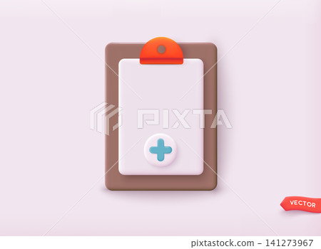 Medical form list icon. Healthcare, finance and medical service. 3D Web Vector Illustrations. Medical form list icon. Healthcare, finance and medical service. 3D Web Vector Illustrations. 141273967