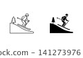 Skiing icon set silhouette and outline vector isolated on white background 141273976