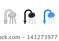 shower head water spray icon set outline silhouette and color vector isolated on white background 141273977