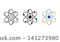 Atom science physics icon set outline silhouette and color vector isolated on white background 141273980