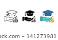 Education scholarship funding icon set outline silhouette and color vector isolated on white background 141273981