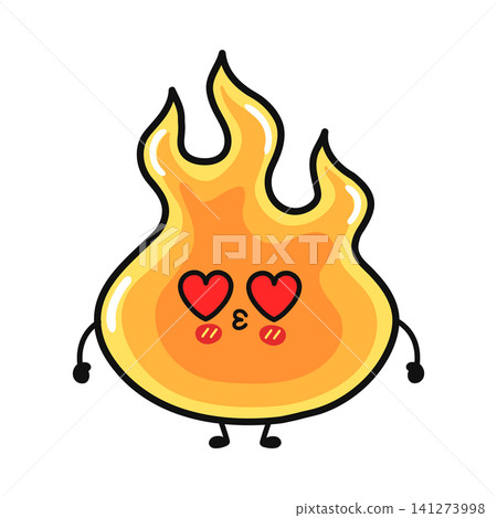 Cute flame character with heart eyes Cute flame character with heart eyes 141273998