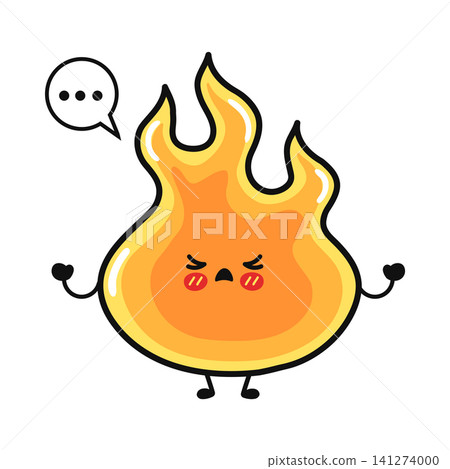 Angry cute flame character with speech bubble Angry cute flame character with speech bubble 141274000