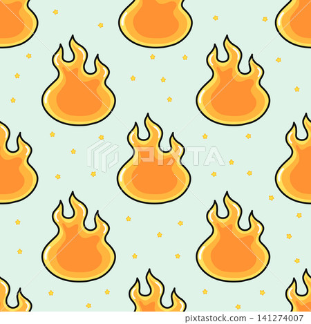 Cute flame character seamless pattern design 141274007