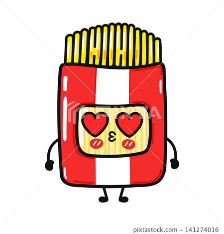 Cute spaghetti package character with heart eyes Cute spaghetti package character with heart eyes 141274016