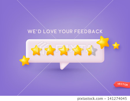 Feedback concept illustration. Banner for business, promotion and advertising. 3D Web Vector Illustrations. Feedback concept illustration. Banner for business, promotion and advertising. 3D Web Vector Illustrations. 141274045