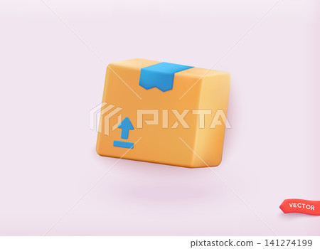 Delivery Box Vector Illustration. Fast Delivery Concept. 3D Web Vector Illustrations. 141274199