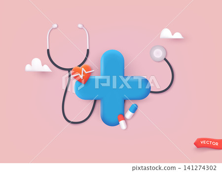 3d pharmacy drug for health pharmaceutical. pharmacy health icon of first aid and health care. 3d vector web illustration. 3d pharmacy drug for health pharmaceutical. pharmacy health icon of first aid and health care. 3d vector web illustration. 141274302