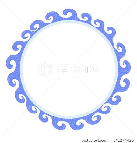 Blue ocean wave circle frame with copy space for summer cards posters logos and marine design Blue ocean wave circle frame with copy space for summer cards posters logos and marine design 141274420
