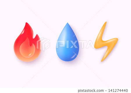 Electricity, Gasification, Water. 3D icons for site architectural plan infographics. 3D Web Vector Illustrations. Electricity, Gasification, Water. 3D icons for site architectural plan infographics. 3D Web Vector Illustrations. 141274440