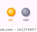 Day and night mode switcher isolated on white background. 3D Web Vector Illustrations. 141274457