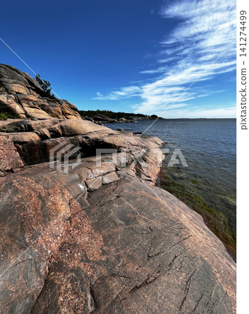 Rocks in Hanko (Hango), Finland on Baltic Sea Shore. Rocks in Hanko (Hango), Finland on Baltic Sea Shore. 141274499