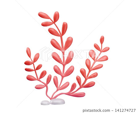 Glossy 3D underwater coral seaweed element on stones Glossy 3D underwater coral seaweed element on stones 141274727