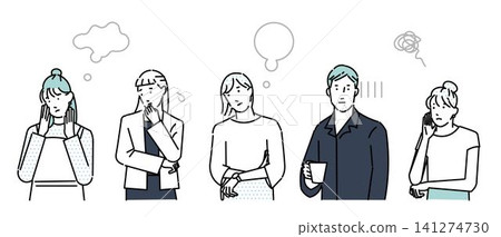 商務人士,男女——多人——疑慮——上半身——困惑圖標——簡約向量插圖素材 商務人士,男女——多人——疑慮——上半身——困惑圖標——簡約向量插圖素材 141274730