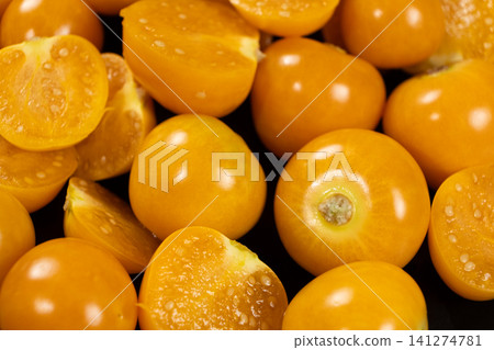 Fresh Golden Physalis Fruits Full Frame Background Fresh Golden Physalis Fruits Full Frame Background 141274781