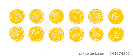 Abstract grunge sunburst in yellow. Vintage japanese stamp or circular icon. Crayon drawing. Vector illustration Abstract grunge sunburst in yellow. Vintage japanese stamp or circular icon. Crayon drawing. Vector illustration 141274892