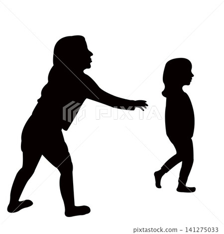 children playing, silhouette vector children playing, silhouette vector 141275033