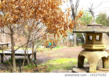 Stone lantern basket of Japanese garden Stone lantern basket of Japanese garden 141275291