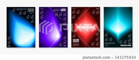 Gradient blur motion curve abstract cover background set Gradient blur motion curve abstract cover background set 141275910