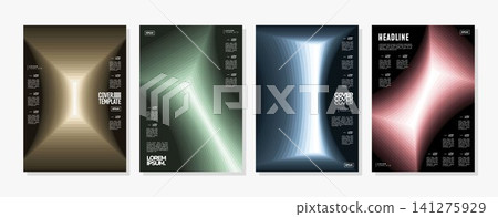 Retro colorful abstract spectrum effect cover background set Retro colorful abstract spectrum effect cover background set 141275929