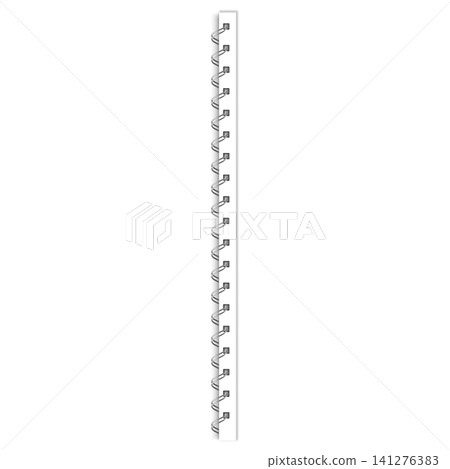 Metal spiral binder realistic vector illustration, vertical bound double thin wire spring binding coils, square holes 141276383