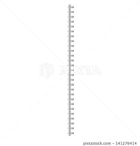 Metal spiral binder realistic vector, vertical steel bound wire ring spring with rectangle holes and straight stitches Metal spiral binder realistic vector, vertical steel bound wire ring spring with rectangle holes and straight stitches 141276414