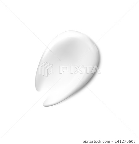 Realistic white cream swatch, 3D vector cream texture, ointment skin and body care serum product smear, cosmetics sample Realistic white cream swatch, 3D vector cream texture, ointment skin and body care serum product smear, cosmetics sample 141276605