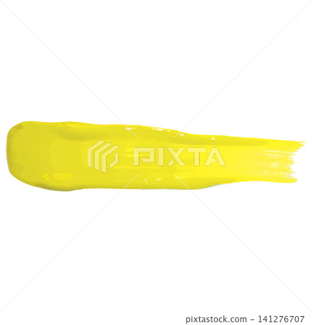 Realistic yellow paint brush stroke horizontal oil acrylic paint stripe, 3d textured dye artistic creative vector design Realistic yellow paint brush stroke horizontal oil acrylic paint stripe, 3d textured dye artistic creative vector design 141276707