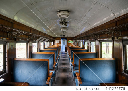 Interior of a retro passenger car - seats Interior of a retro passenger car - seats 141276776
