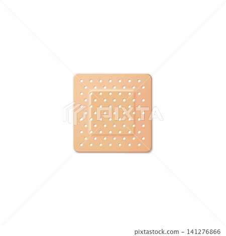 Square, bactericidal, flesh-colored medical plaster with perforations. Square, bactericidal, flesh-colored medical plaster with perforations. 141276866