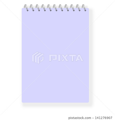 Notebook with metal spiral binder and lilac cover vector realistic mockup, steel binder clip, notepad, album closed Notebook with metal spiral binder and lilac cover vector realistic mockup, steel binder clip, notepad, album closed 141276907