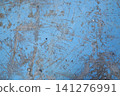 Blue paint surface with many scratches 141276991
