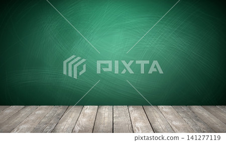 Rubbed out chalk on a greenboard, wooden floor Rubbed out chalk on a greenboard, wooden floor 141277119