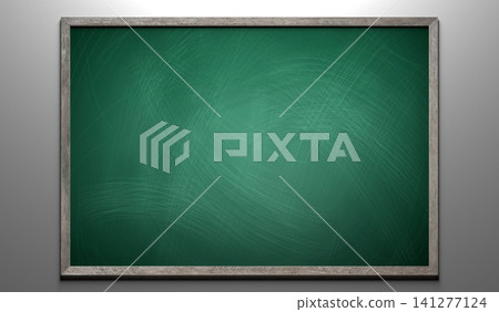 Rubbed out chalk on a greenboard with wooden frame 141277124